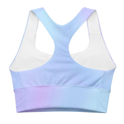 Soft Light Blue Gradient Recycled Longline Sports Bra, Workout, Fitness Athleisure, Gym, Seamless, Comfortable,  Activewear, Gym Essentials