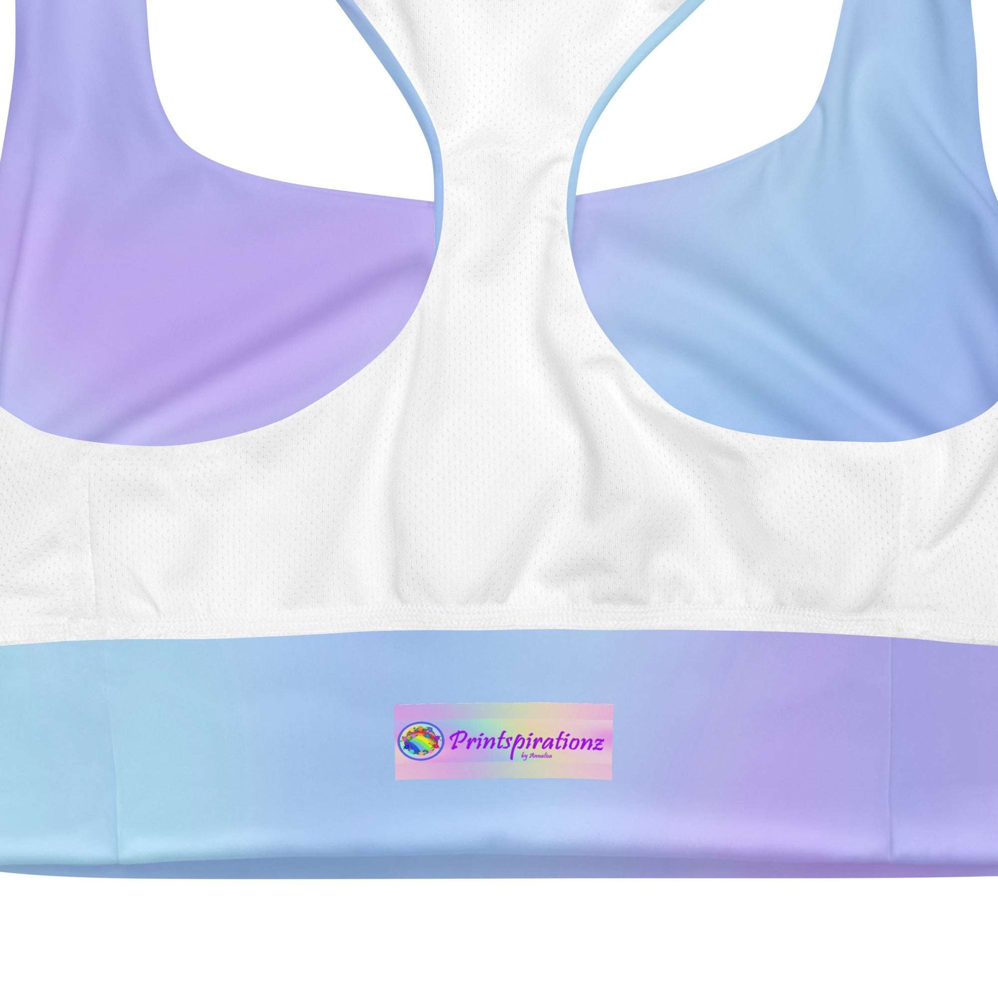Soft Light Blue Gradient Recycled Longline Sports Bra, Workout, Fitness Athleisure, Gym, Seamless, Comfortable,  Activewear, Gym Essentials