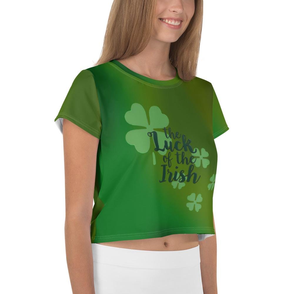 St. Patrick's Day Luck of the Irish Crop Top | Festive Green Tee for Celebrating in Style - Printspirationz