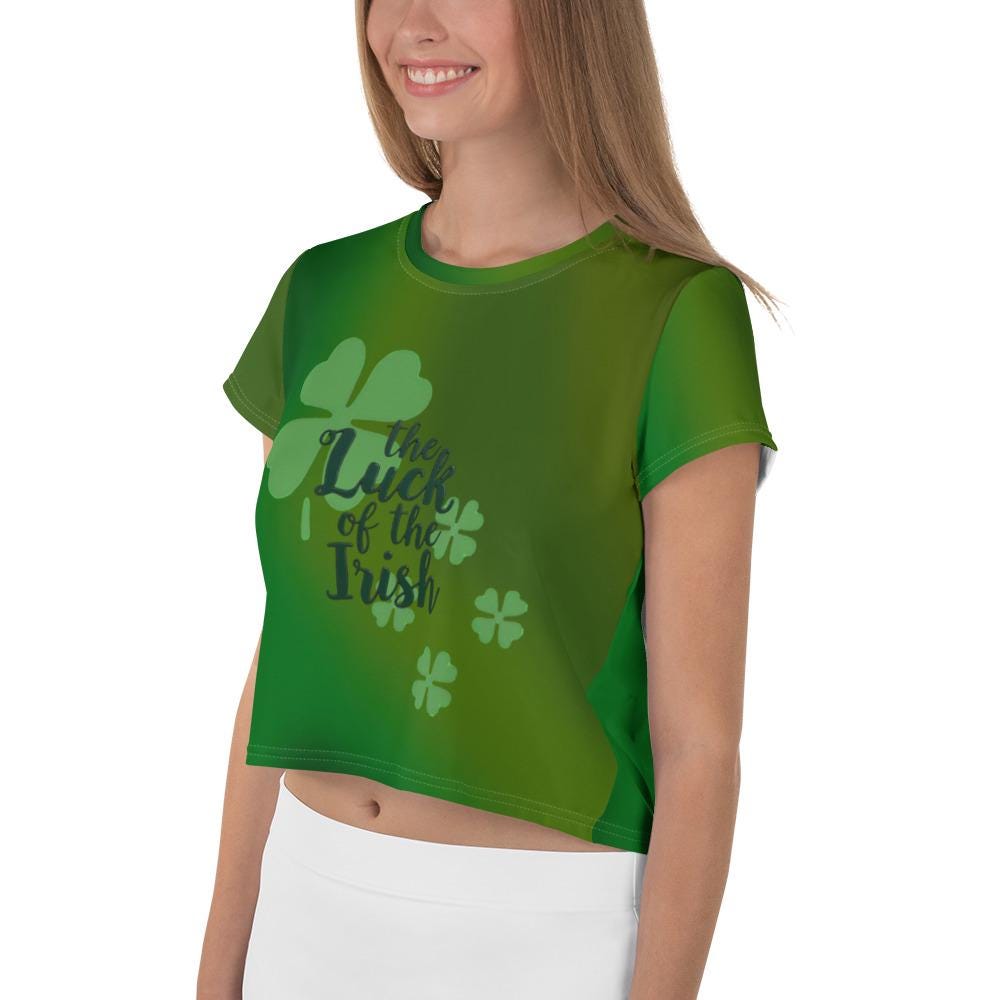 St. Patrick's Day Luck of the Irish Crop Top | Festive Green Tee for Celebrating in Style - Printspirationz