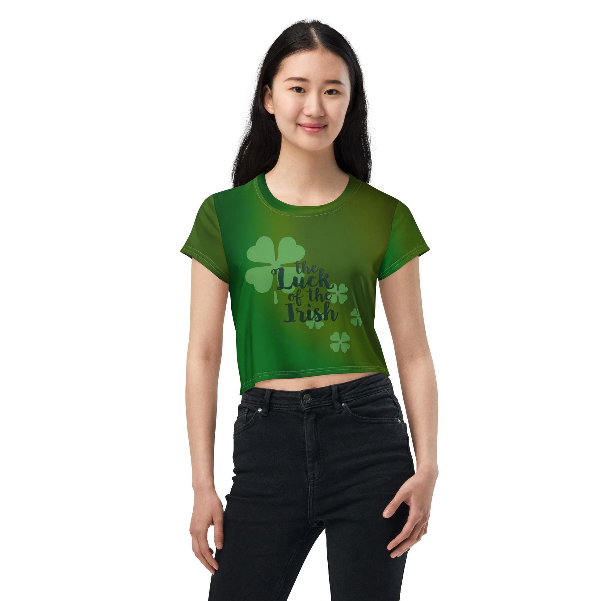 St. Patrick's Day Luck of the Irish Crop Top | Festive Green Tee for Celebrating in Style - Printspirationz