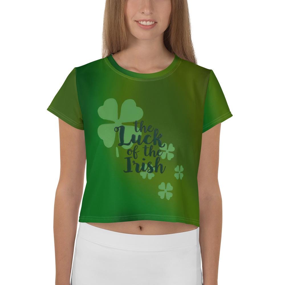 St. Patrick's Day Luck of the Irish Crop Top | Festive Green Tee for Celebrating in Style - Printspirationz
