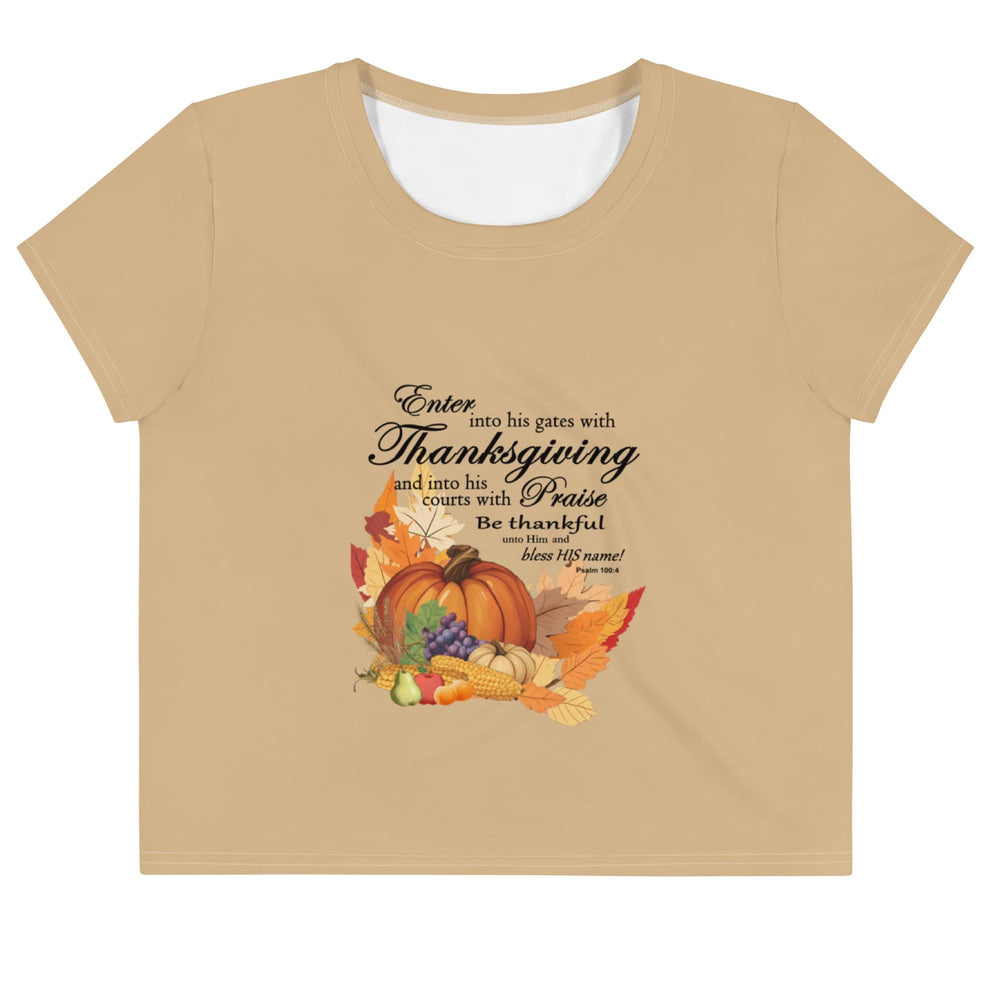 Thanksgiving Crop Top - Bible Verse Fall Autumn Harvest Graphic, Casual Top, Workout Shirt, Active Wear, Sports Apparel, Fitness for Women