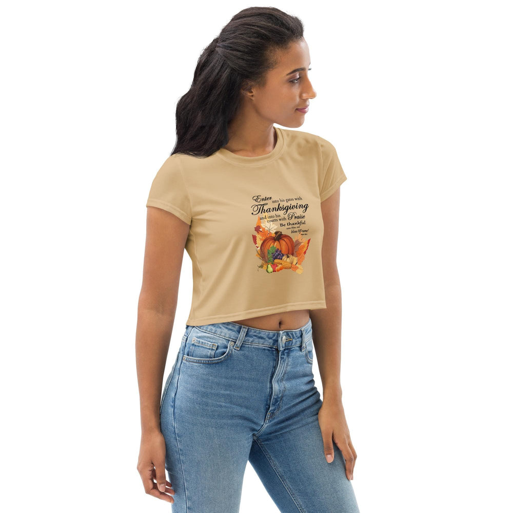 Thanksgiving Crop Top - Bible Verse Fall Autumn Harvest Graphic, Casual Top, Workout Shirt, Active Wear, Sports Apparel, Fitness for Women