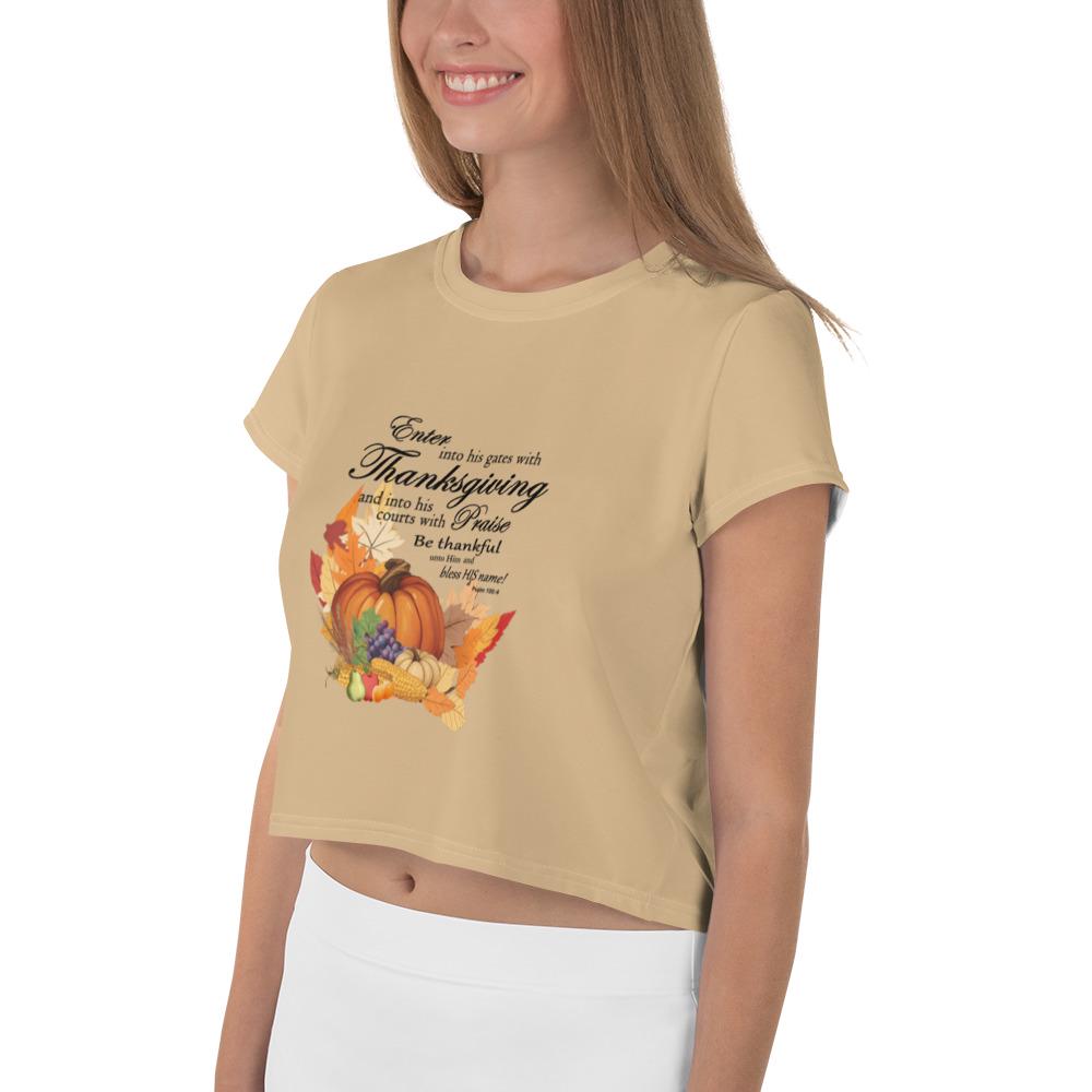 Thanksgiving Crop Top - Bible Verse Fall Autumn Harvest Graphic, Casual Top, Workout Shirt, Active Wear, Sports Apparel, Fitness for Women