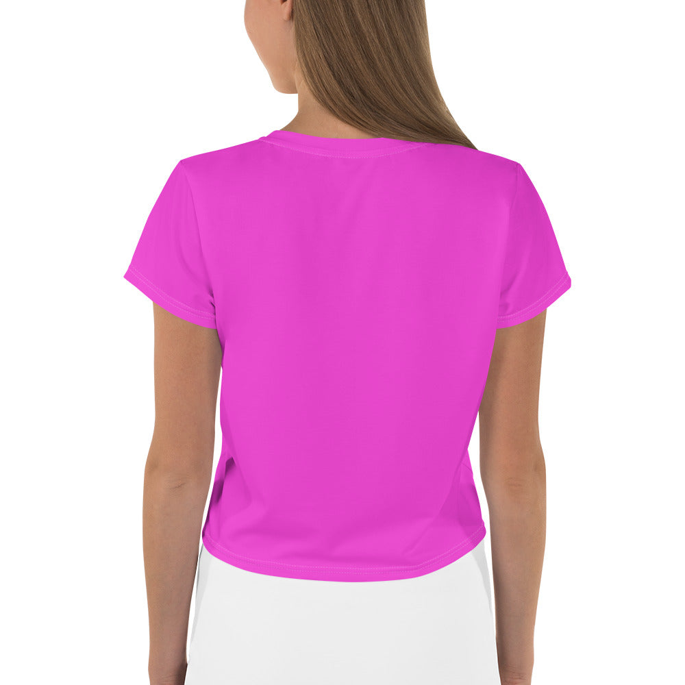 Trendy Heart Print Crop Top in Hot Pink Magenta - Women's Fashion Statement