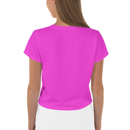 Trendy Heart Print Crop Top in Hot Pink Magenta - Women's Fashion Statement - Printspirationz