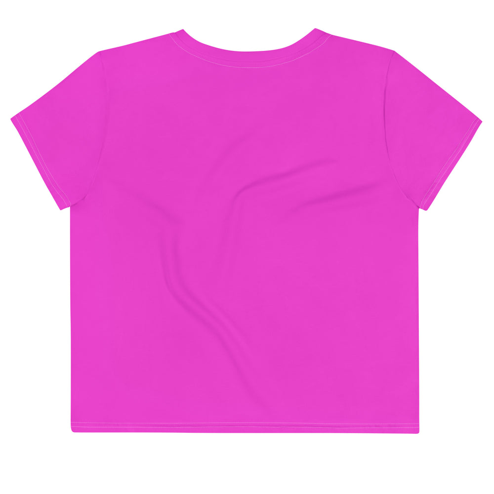Trendy Heart Print Crop Top in Hot Pink Magenta - Women's Fashion Statement