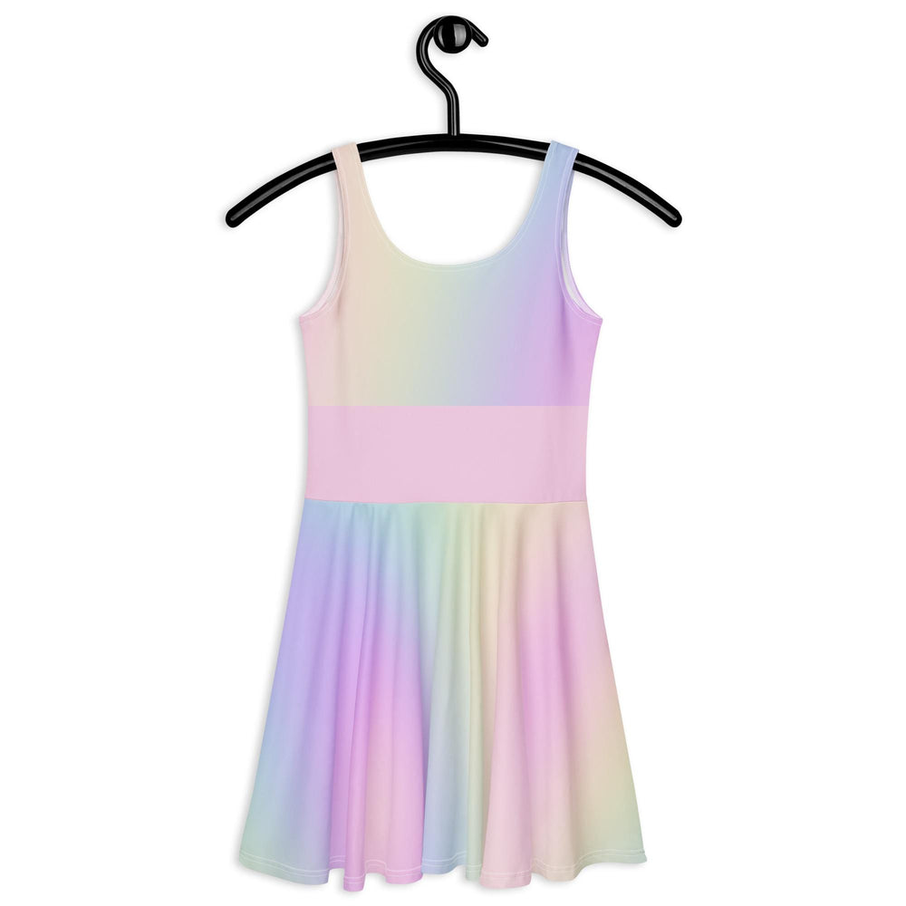 Vibrant Pastel Rainbow Above the Knee Sleeveless Skater Dress | Cute Summer Dress for Women | Spring Fashion - Easter and Mother's Day Dress