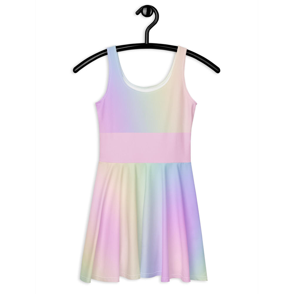 Vibrant Pastel Rainbow Above the Knee Sleeveless Skater Dress | Cute Summer Dress for Women | Spring Fashion - Easter and Mother's Day Dress