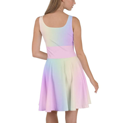 Vibrant Pastel Rainbow Above the Knee Sleeveless Skater Dress | Cute Summer Dress for Women | Spring Fashion - Easter and Mother's Day Dress - Printspirationz