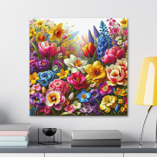 Canvas Gallery Wraps, Colorful Flower Garden Wall Art Decor, Floral Home Decor, Vibrant Botanical Canvas Print, Nature Lover Gift, Gallery - Printspirationz