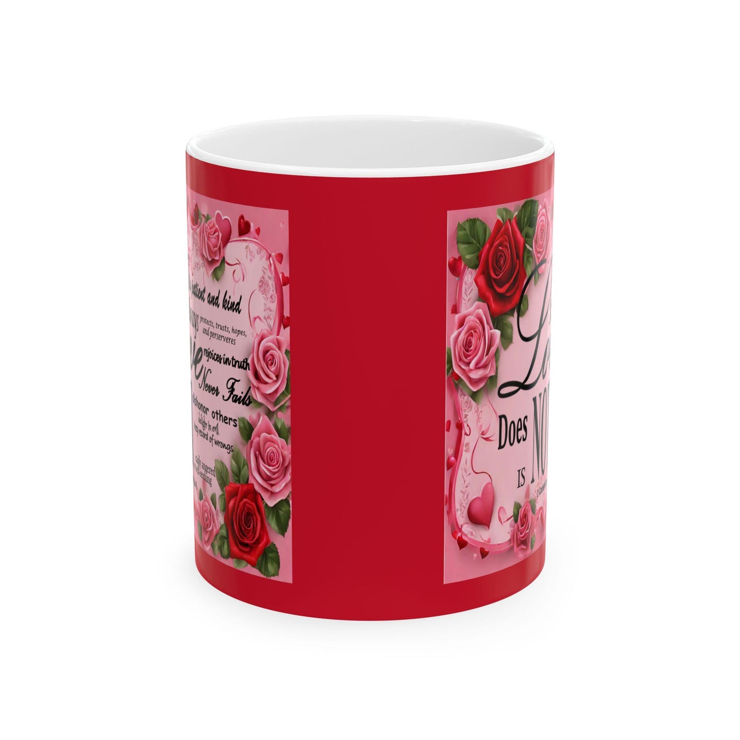 1 Corinthians 13 Romantic Floral Bible Verse 'Love is' Ceramic Mug, Christian Gift for Her, Valentine's Day, Mother's Day, Coffee Lover, - Printspirationz