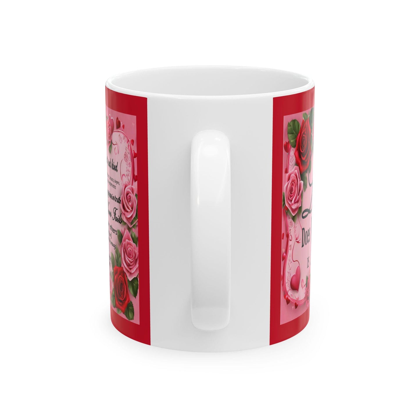 1 Corinthians 13 Romantic Floral Bible Verse 'Love is' Ceramic Mug, Christian Gift for Her, Valentine's Day, Mother's Day, Coffee Lover, - Printspirationz