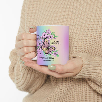 Ceramic Mug, Christian Home Decor, Gift for Nature Lover, Inspirational Coffee Cup, Transformation Kitchenware, Renewal Tea Mug, Caterpillar - Printspirationz