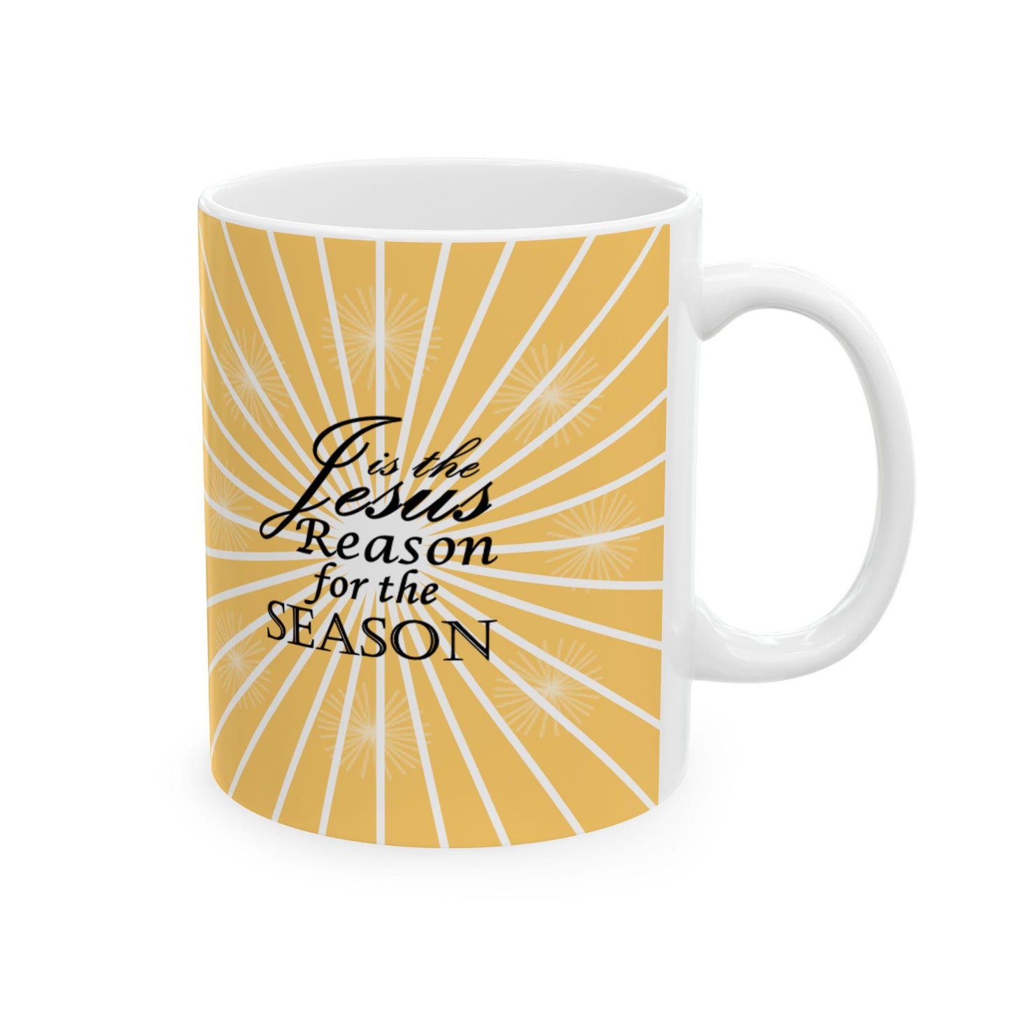Christmas Jesus is the Reason Ceramic Mug, Holiday Coffee Cup Gift, Religious Quote Mug, Christian Holiday Drinkware, Festive Tea Cup Decor, - Printspirationz