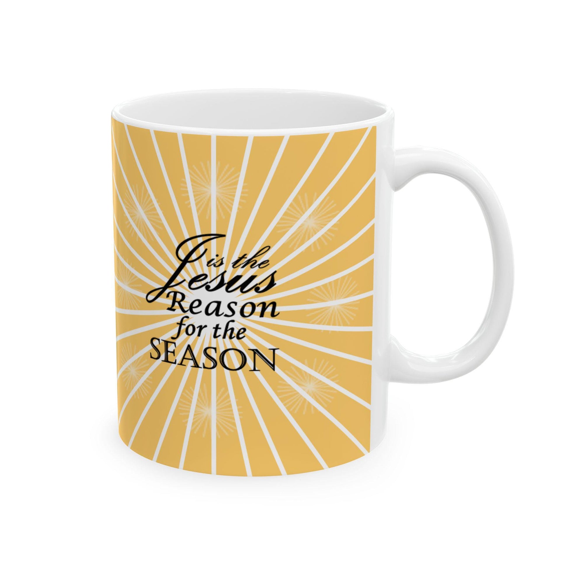 Christmas Jesus is the Reason Ceramic Mug, Holiday Coffee Cup Gift, Religious Quote Mug, Christian Holiday Drinkware, Festive Tea Cup Decor, - Printspirationz