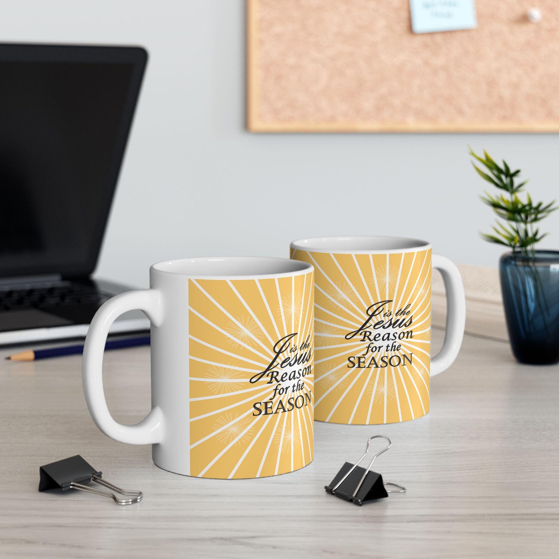 Christmas Jesus is the Reason Ceramic Mug, Holiday Coffee Cup Gift, Religious Quote Mug, Christian Holiday Drinkware, Festive Tea Cup Decor, - Printspirationz