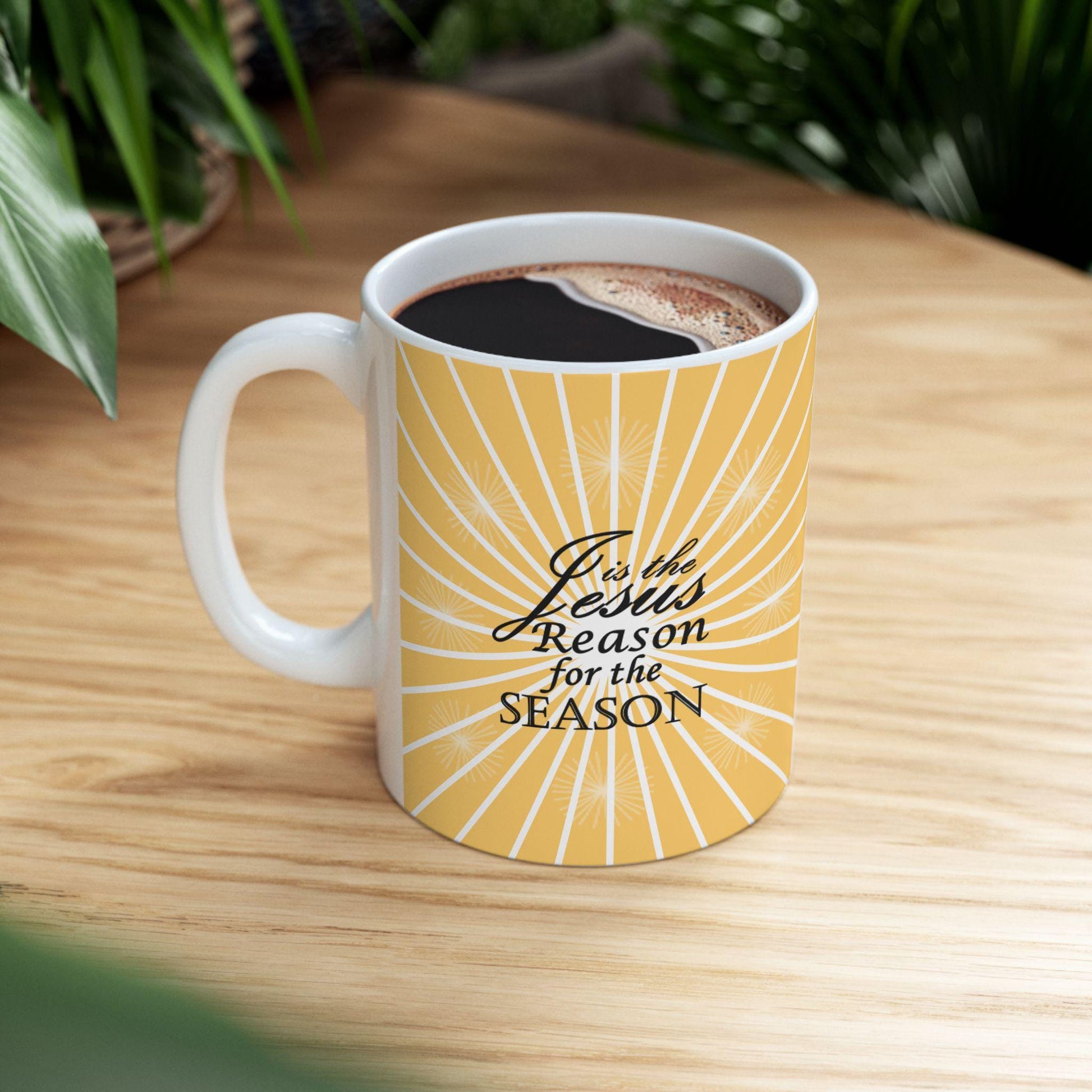 Christmas Jesus is the Reason Ceramic Mug, Holiday Coffee Cup Gift, Religious Quote Mug, Christian Holiday Drinkware, Festive Tea Cup Decor, - Printspirationz