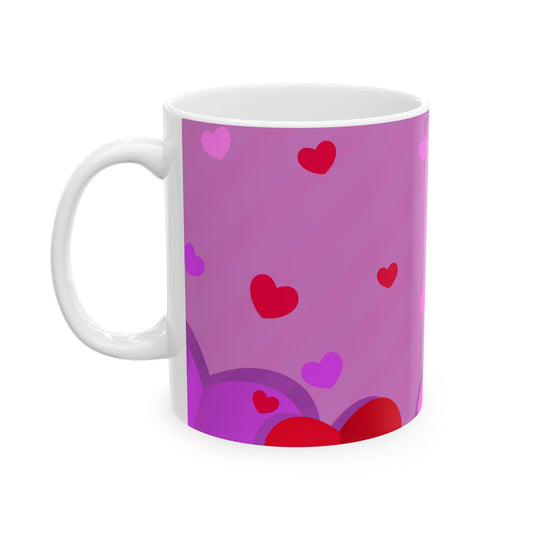 Heart Pattern Ceramic Mug | Cute Coffee Mug for Valentine's Day, Gift for Her, Cheerful Kitchen Decor, Love Themed Mug, Everyday Use - Printspirationz