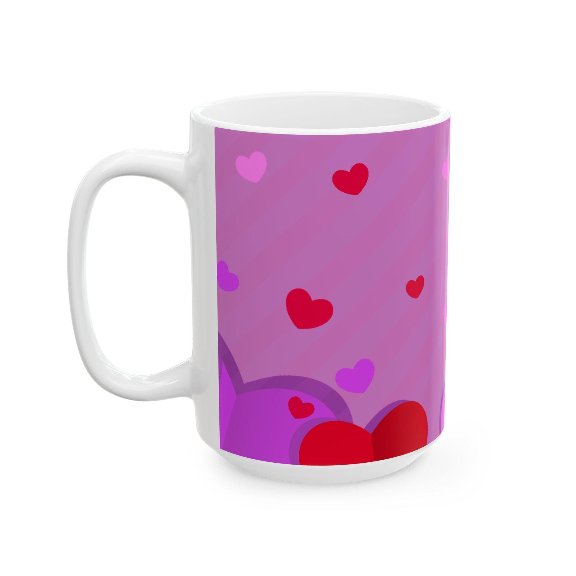 Heart Pattern Ceramic Mug | Cute Coffee Mug for Valentine's Day, Gift for Her, Cheerful Kitchen Decor, Love Themed Mug, Everyday Use - Printspirationz