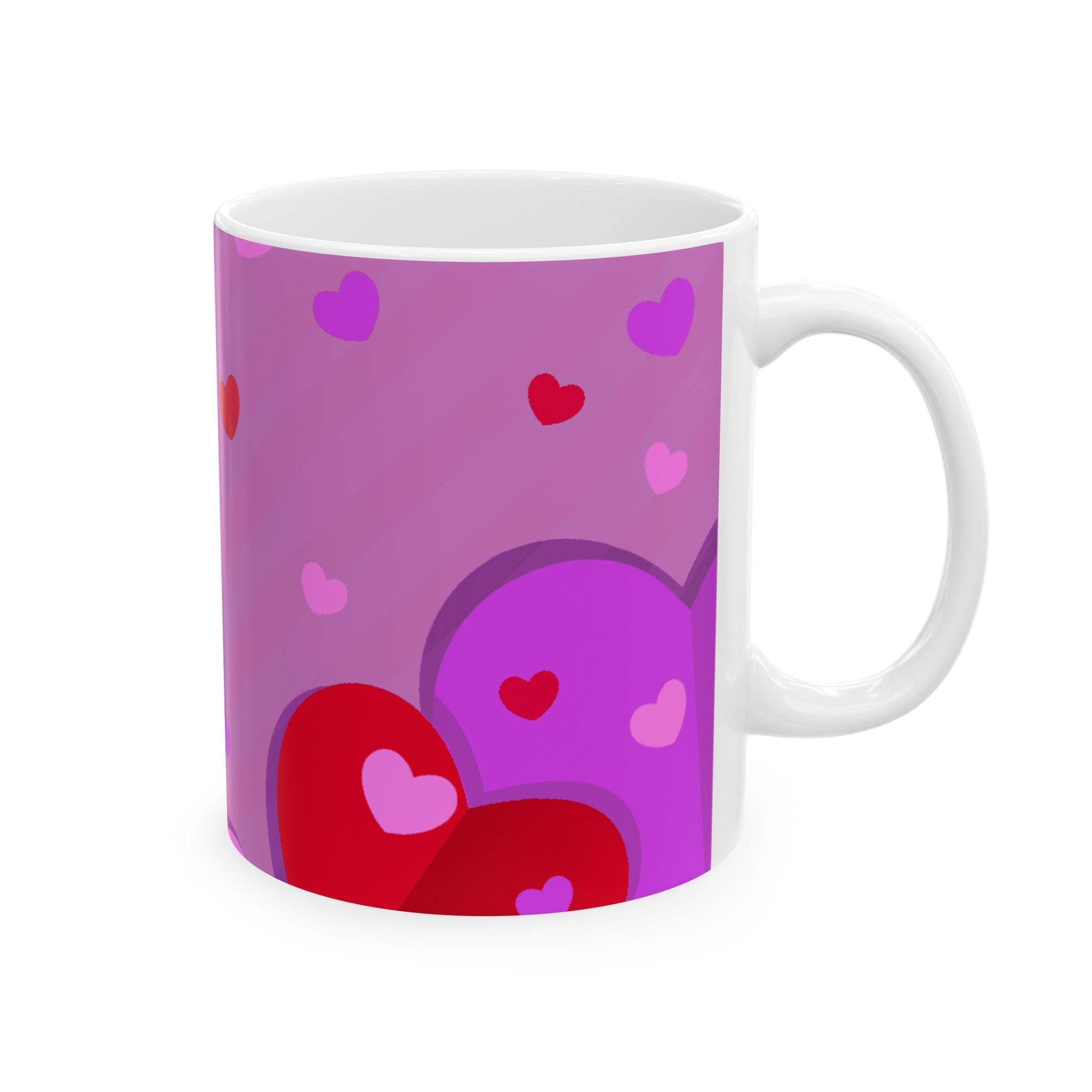Heart Pattern Ceramic Mug | Cute Coffee Mug for Valentine's Day, Gift for Her, Cheerful Kitchen Decor, Love Themed Mug, Everyday Use - Printspirationz