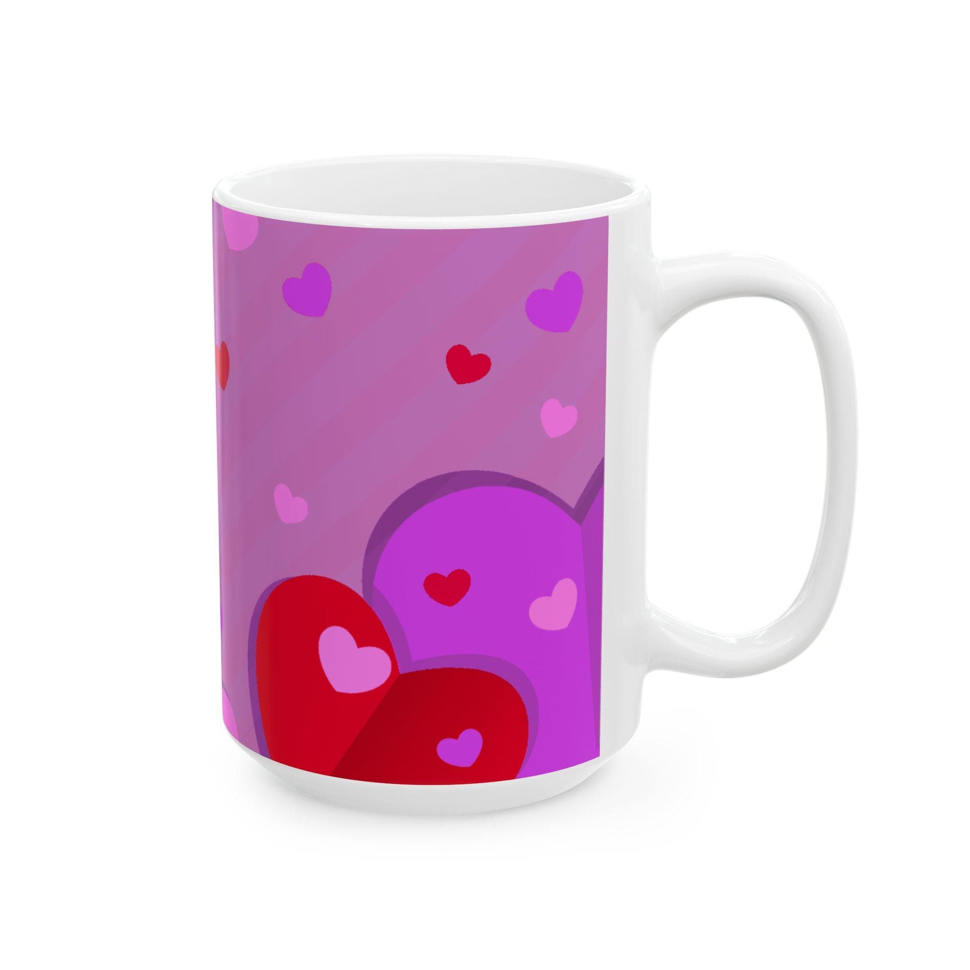 Heart Pattern Ceramic Mug | Cute Coffee Mug for Valentine's Day, Gift for Her, Cheerful Kitchen Decor, Love Themed Mug, Everyday Use - Printspirationz