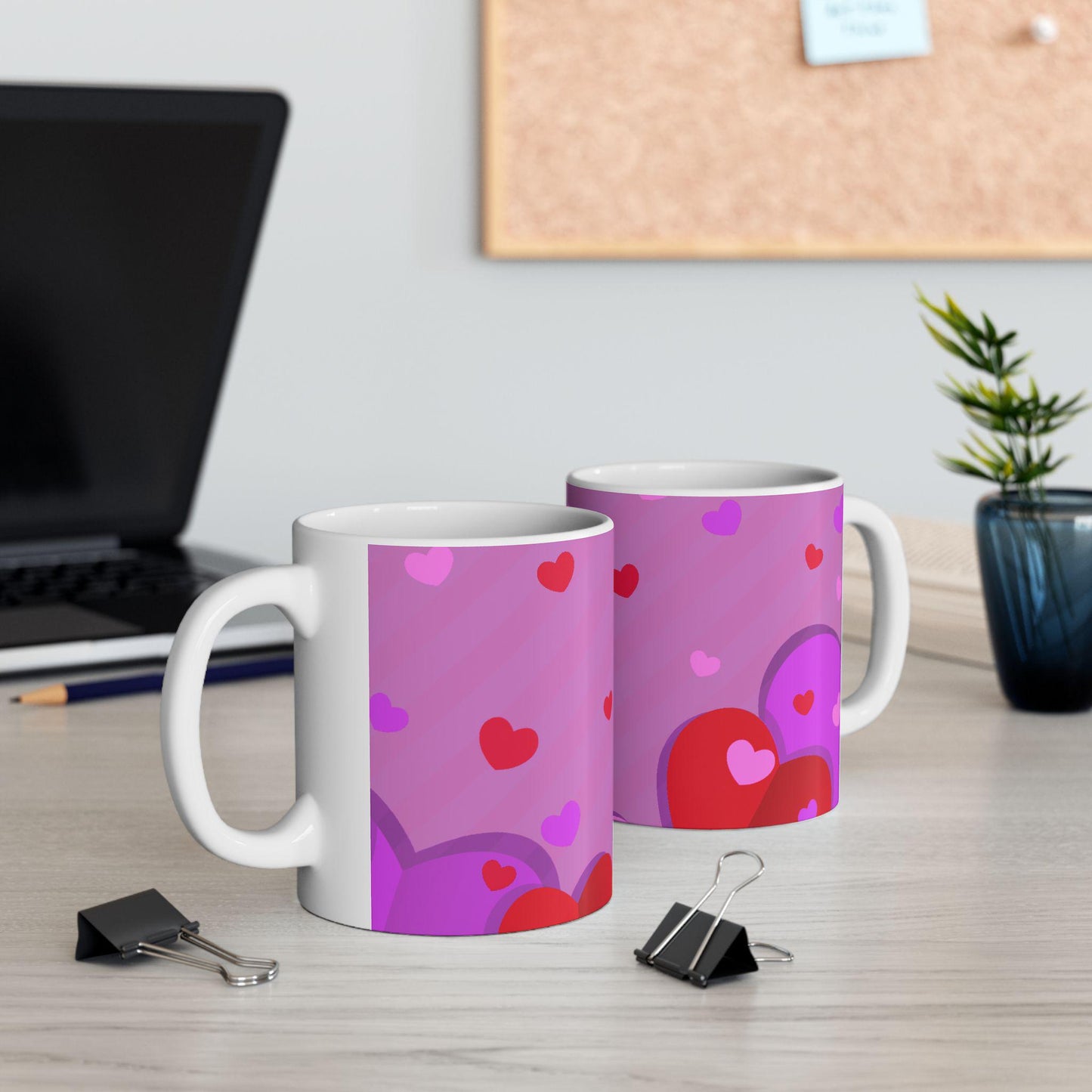 Heart Pattern Ceramic Mug | Cute Coffee Mug for Valentine's Day, Gift for Her, Cheerful Kitchen Decor, Love Themed Mug, Everyday Use - Printspirationz