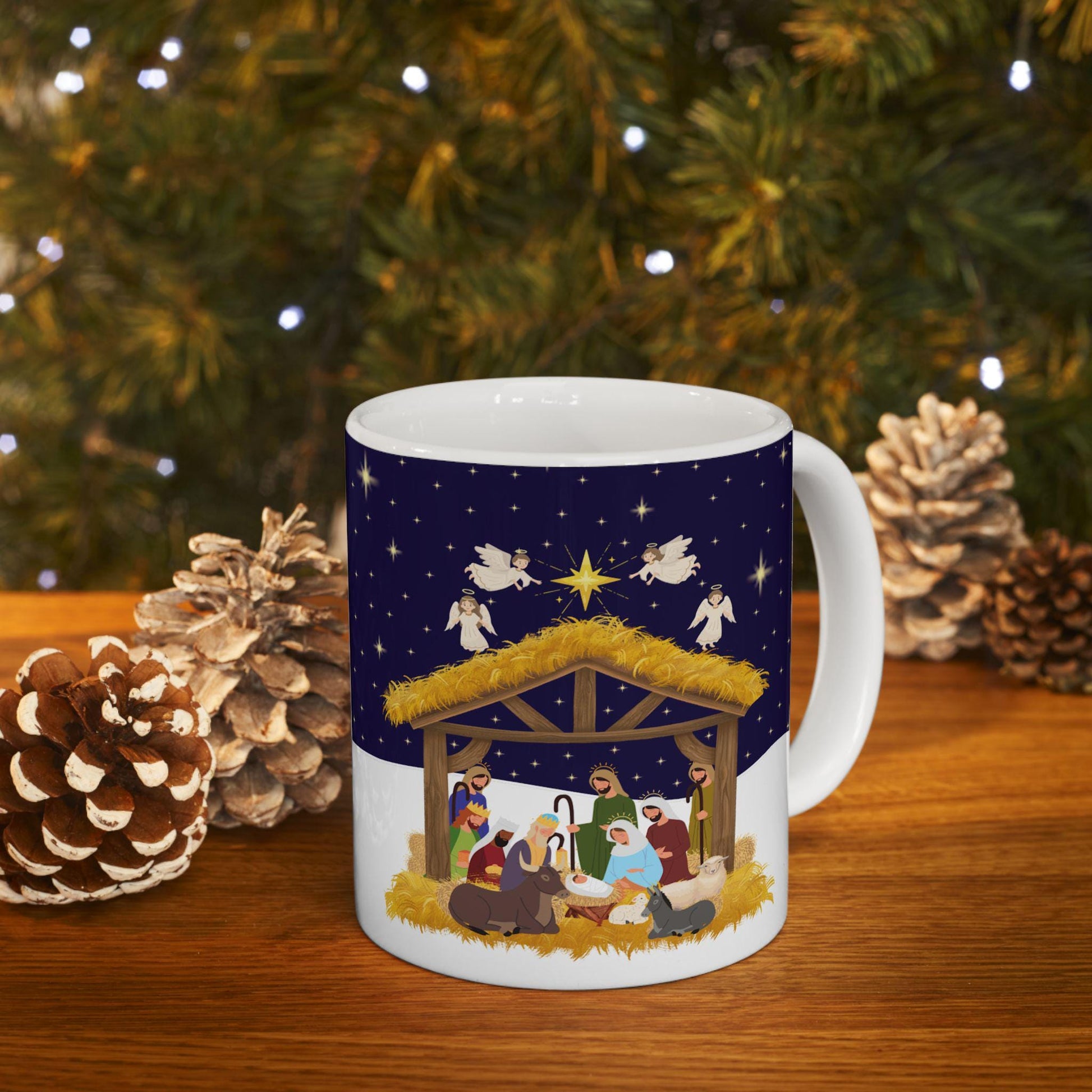 Nativity Scene Ceramic Mug - Perfect for Christmas Morning Coffee, Holiday Gift, Cozy Vibe, Religious Celebration - Printspirationz