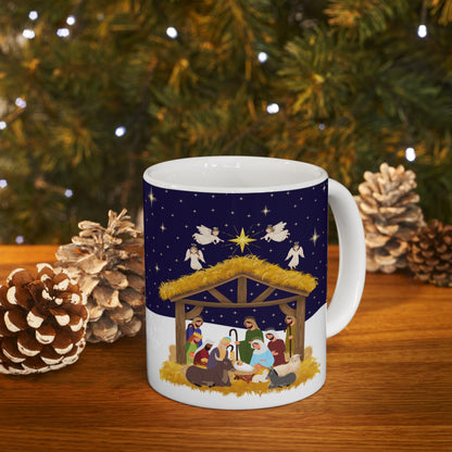 Nativity Scene Ceramic Mug - Perfect for Christmas Morning Coffee, Holiday Gift, Cozy Vibe, Religious Celebration - Printspirationz