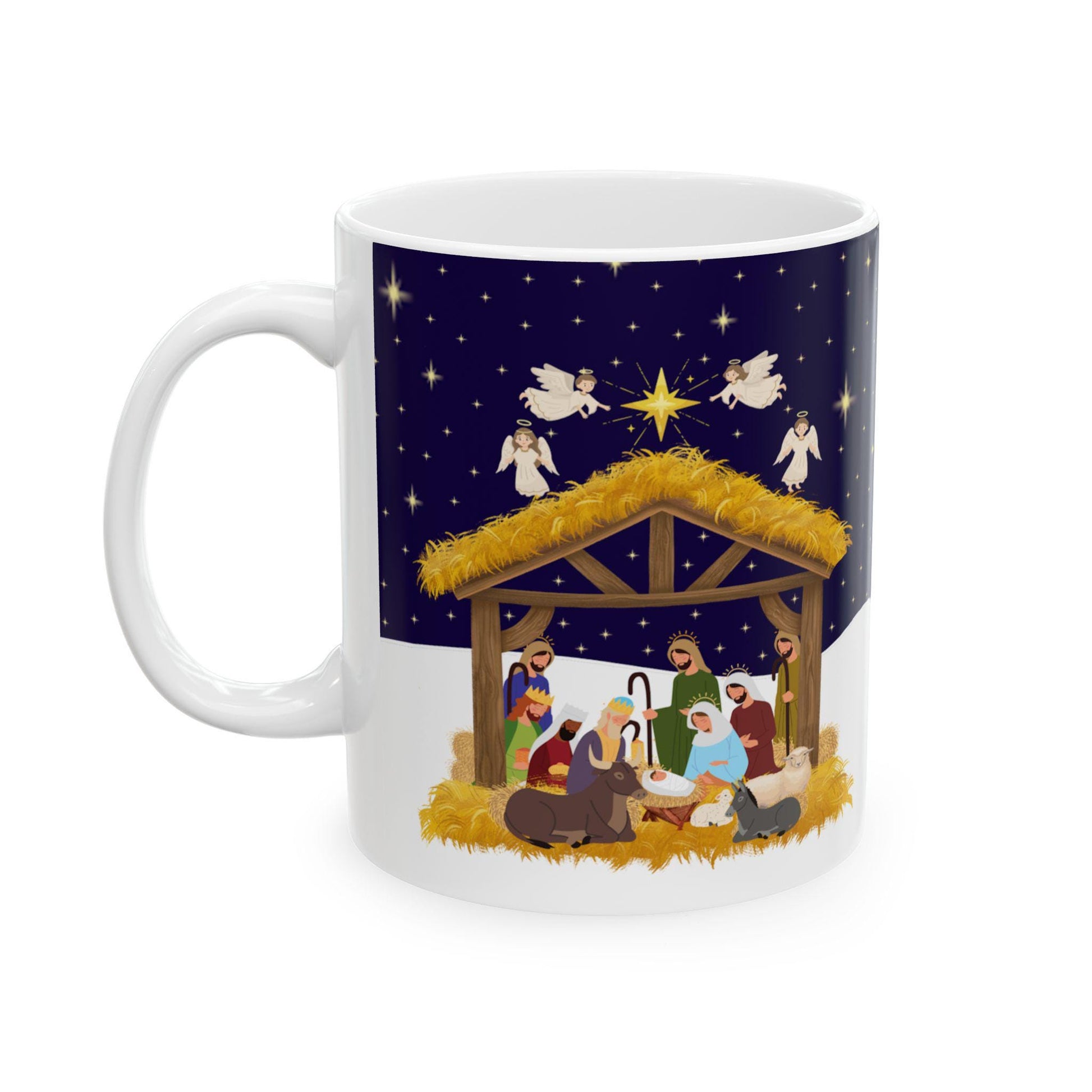 Nativity Scene Ceramic Mug - Perfect for Christmas Morning Coffee, Holiday Gift, Cozy Vibe, Religious Celebration - Printspirationz