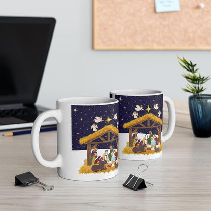 Nativity Scene Ceramic Mug - Perfect for Christmas Morning Coffee, Holiday Gift, Cozy Vibe, Religious Celebration - Printspirationz