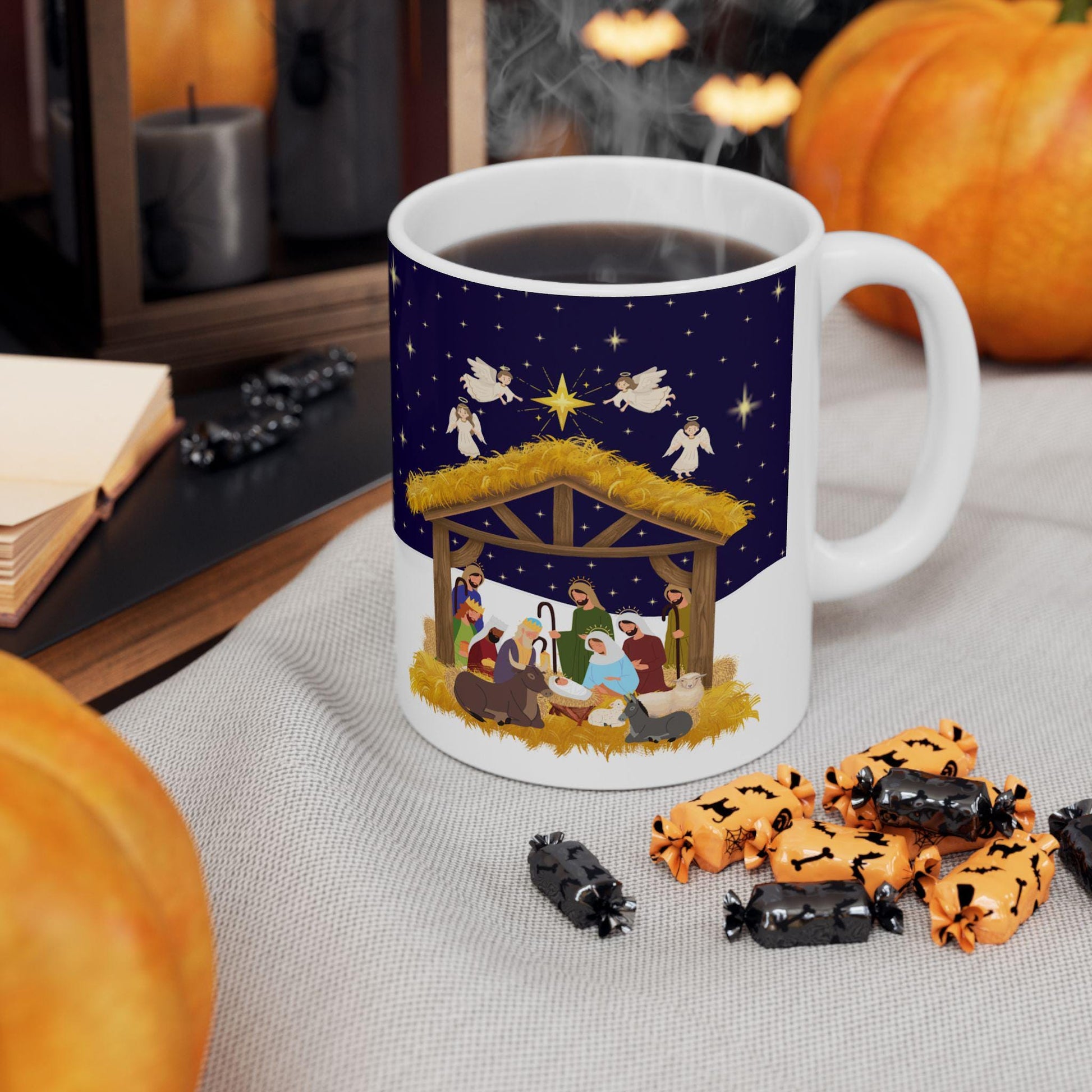Nativity Scene Ceramic Mug - Perfect for Christmas Morning Coffee, Holiday Gift, Cozy Vibe, Religious Celebration - Printspirationz