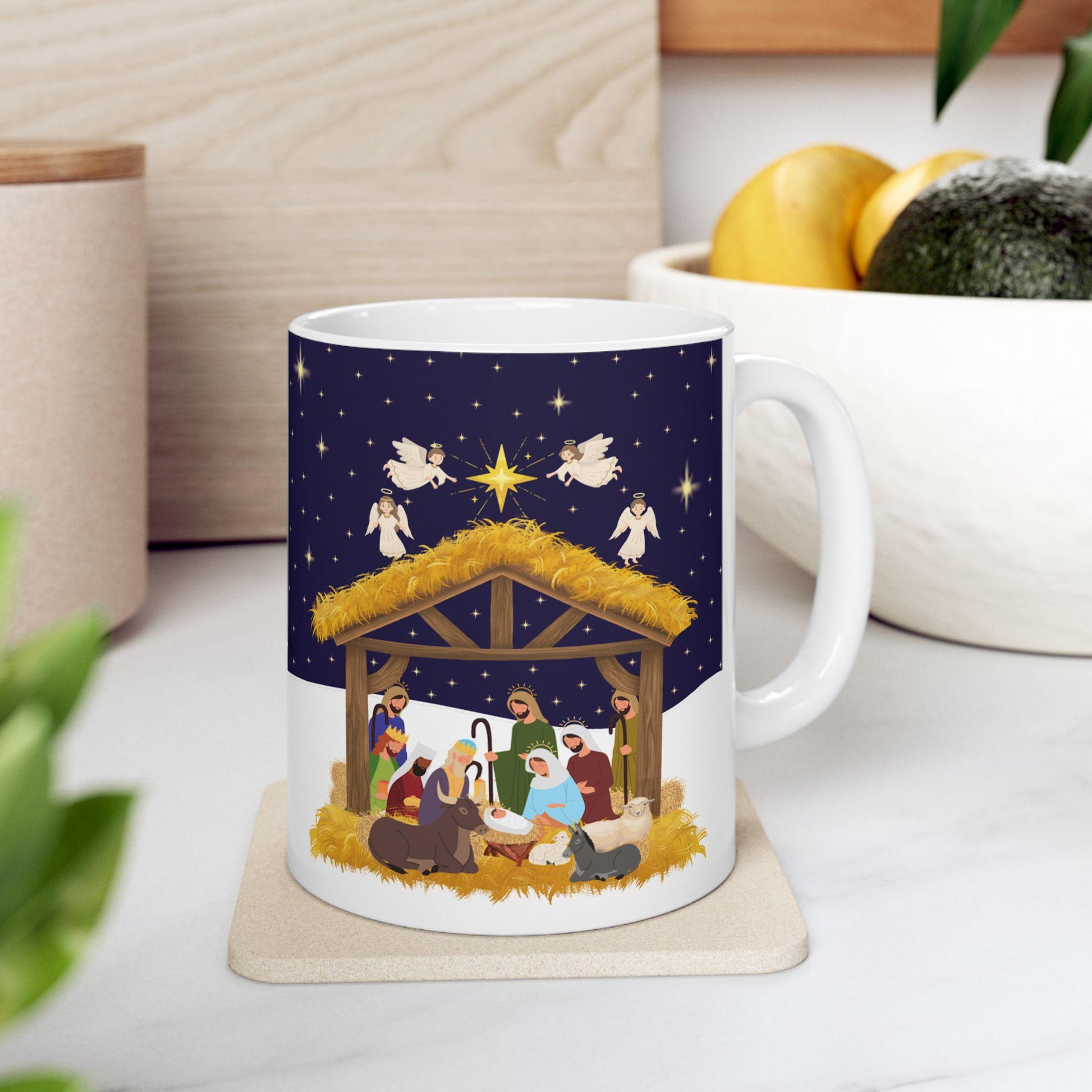 Nativity Scene Ceramic Mug - Perfect for Christmas Morning Coffee, Holiday Gift, Cozy Vibe, Religious Celebration - Printspirationz