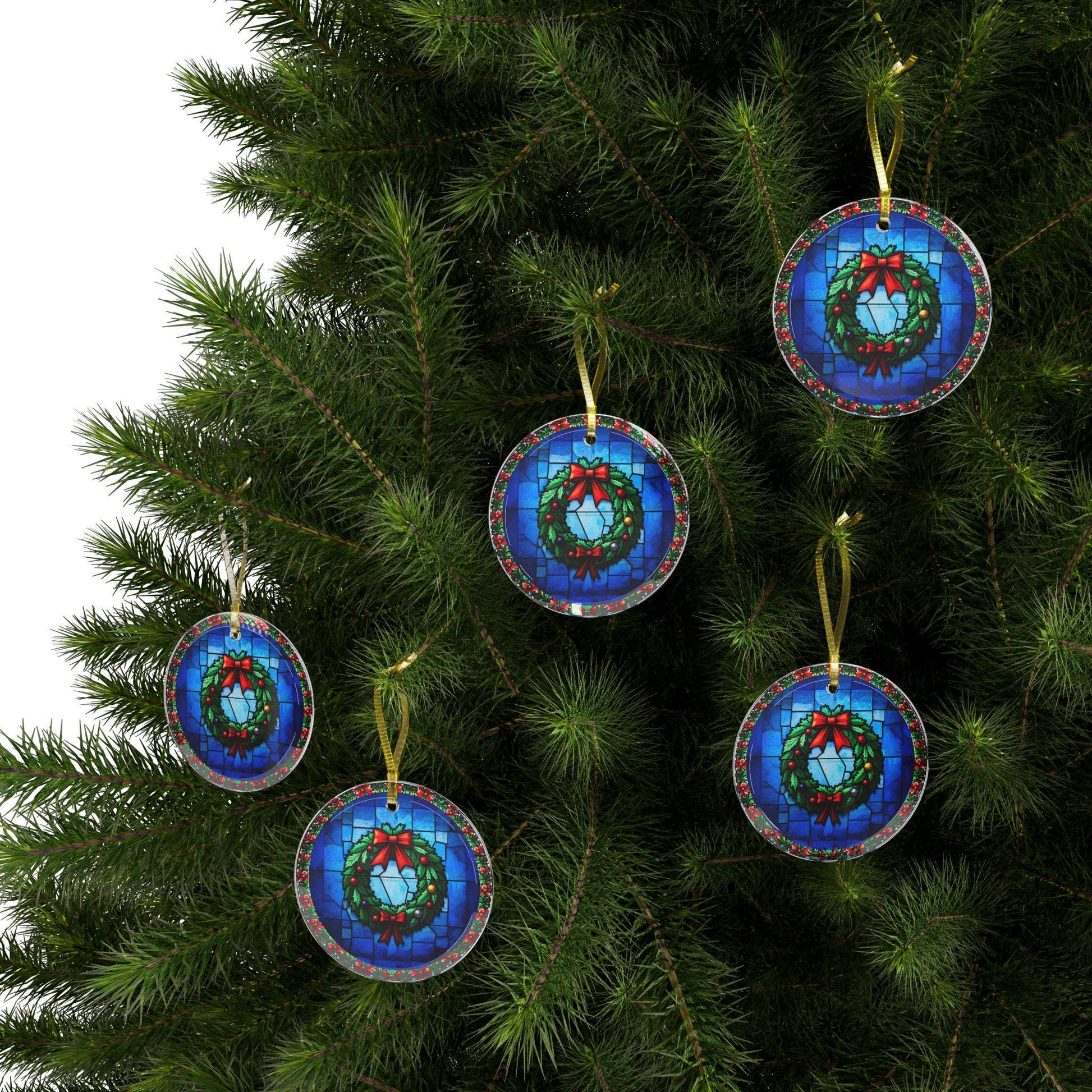 Glass Ornaments, Christmas Decor, Stained Glass Holiday Decoration, Xmas Tree Ornaments, Festive Home Decor, Handmade Glass Gifts - Printspirationz