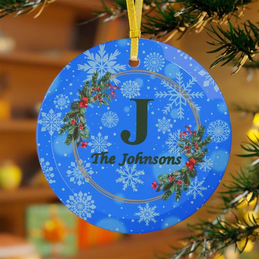 Glass Ornaments, Family Monogram Christmas Tree Decoration, Holiday Gift, Personalized Bauble, Xmas Ornament, Festive Decor, Custom Keepsake - Printspirationz