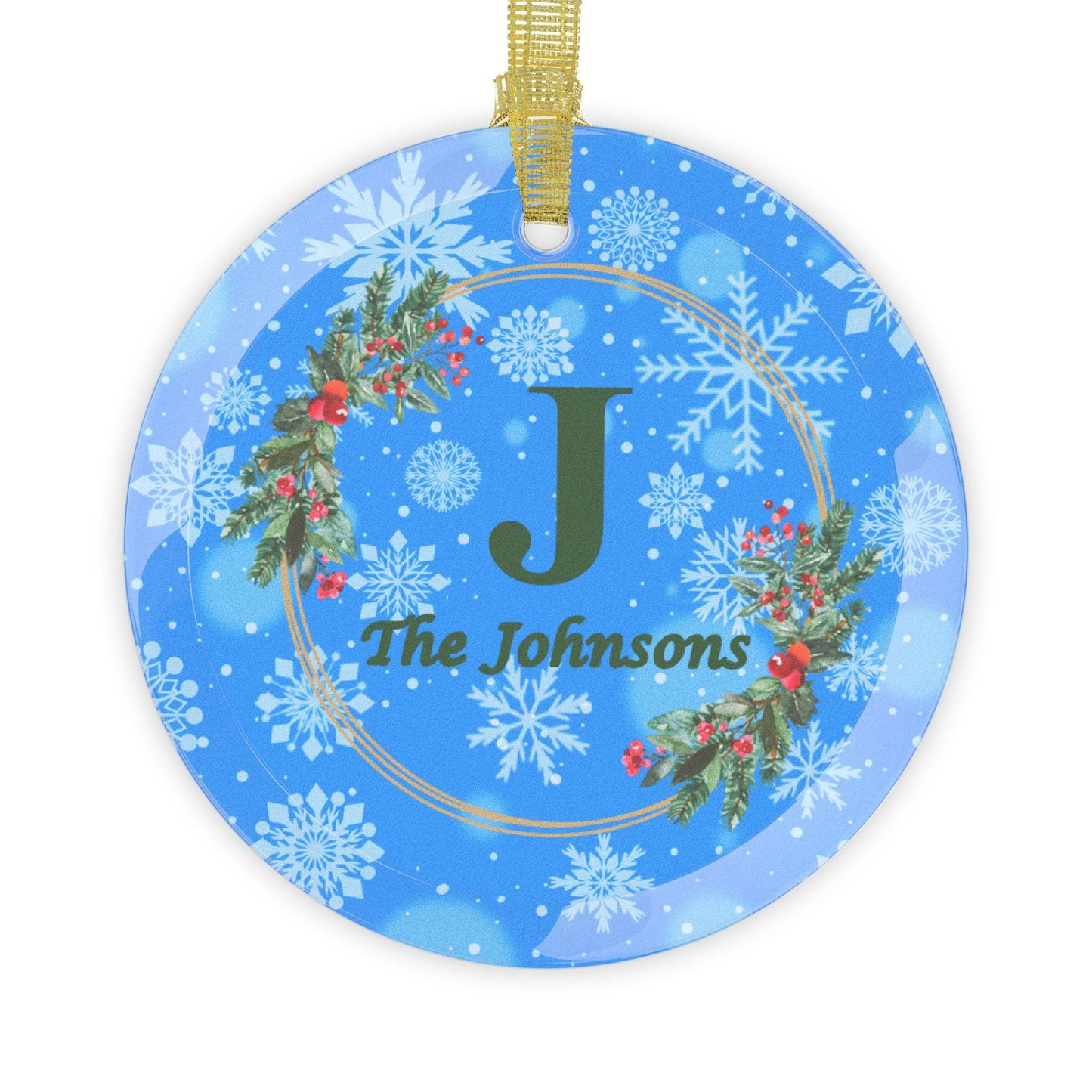 Glass Ornaments, Family Monogram Christmas Tree Decoration, Holiday Gift, Personalized Bauble, Xmas Ornament, Festive Decor, Custom Keepsake - Printspirationz