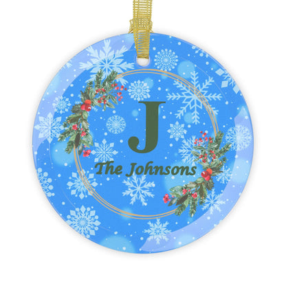 Glass Ornaments, Family Monogram Christmas Tree Decoration, Holiday Gift, Personalized Bauble, Xmas Ornament, Festive Decor, Custom Keepsake - Printspirationz