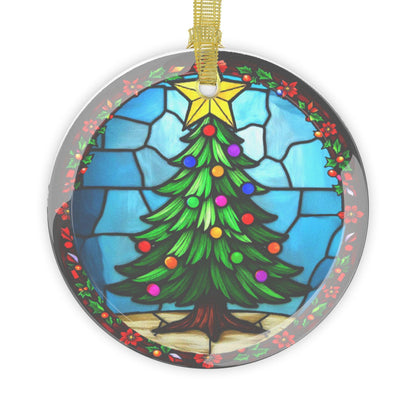 Glass Ornaments - Stained Glass Christmas Tree Decoration, Holiday Baubles, Xmas Tree Decor, Festive Hanging Ornament, Tree Decoration - Printspirationz
