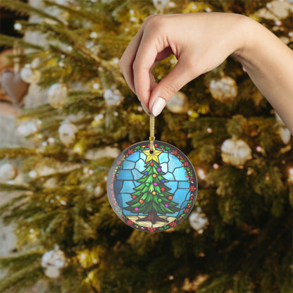 Glass Ornaments - Stained Glass Christmas Tree Decoration, Holiday Baubles, Xmas Tree Decor, Festive Hanging Ornament, Tree Decoration - Printspirationz