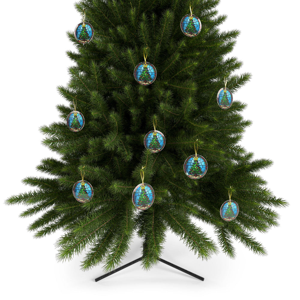 Glass Ornaments - Stained Glass Christmas Tree Decoration, Holiday Baubles, Xmas Tree Decor, Festive Hanging Ornament, Tree Decoration