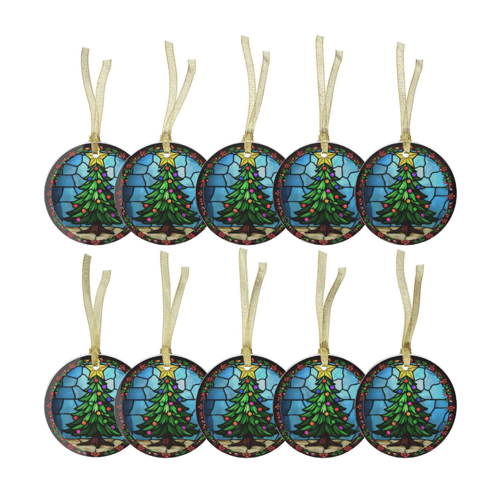 Glass Ornaments - Stained Glass Christmas Tree Decoration, Holiday Baubles, Xmas Tree Decor, Festive Hanging Ornament, Tree Decoration