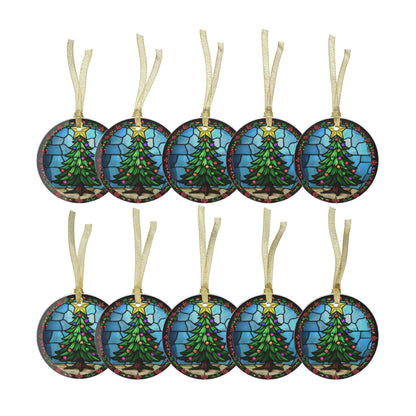 Glass Ornaments - Stained Glass Christmas Tree Decoration, Holiday Baubles, Xmas Tree Decor, Festive Hanging Ornament, Tree Decoration - Printspirationz