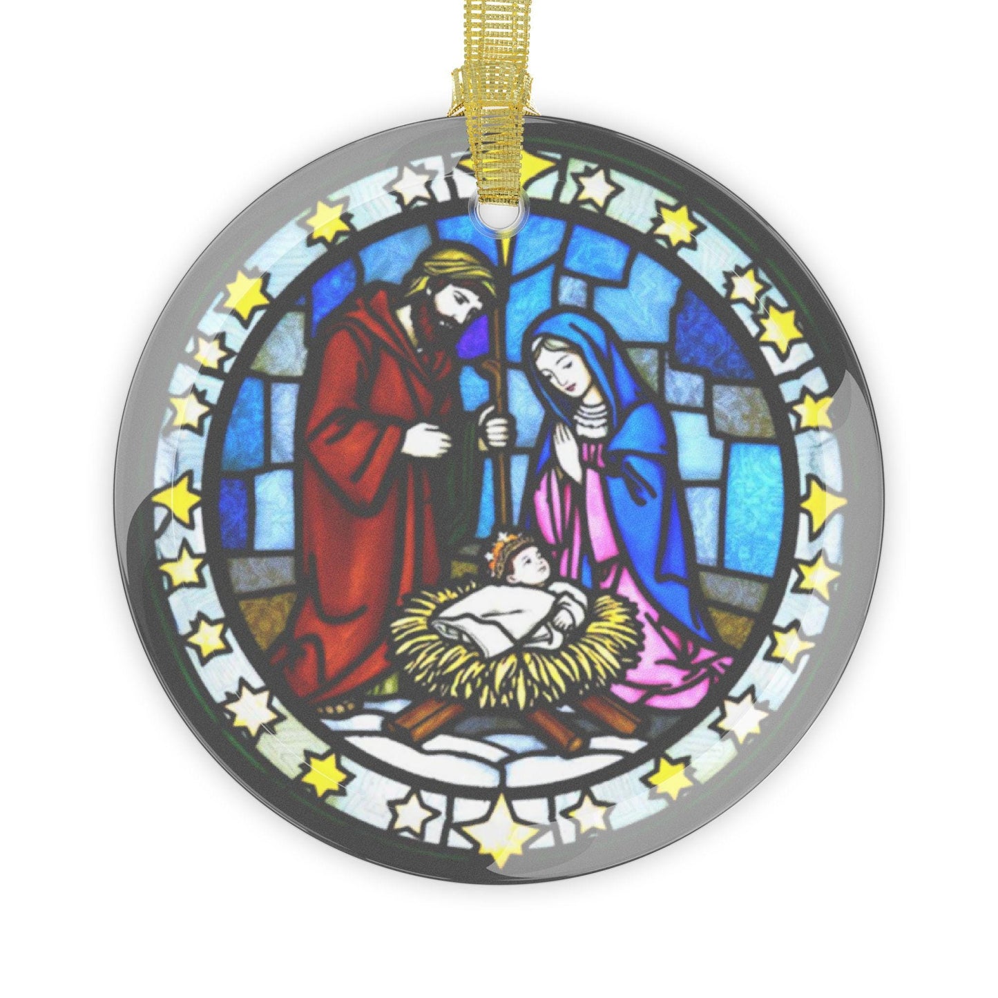 Stained Glass Nativity Ornament, Christmas Tree Decor, Holiday Gift, Religious Decoration, Christian Ornament, Unique Glass Decor - Printspirationz