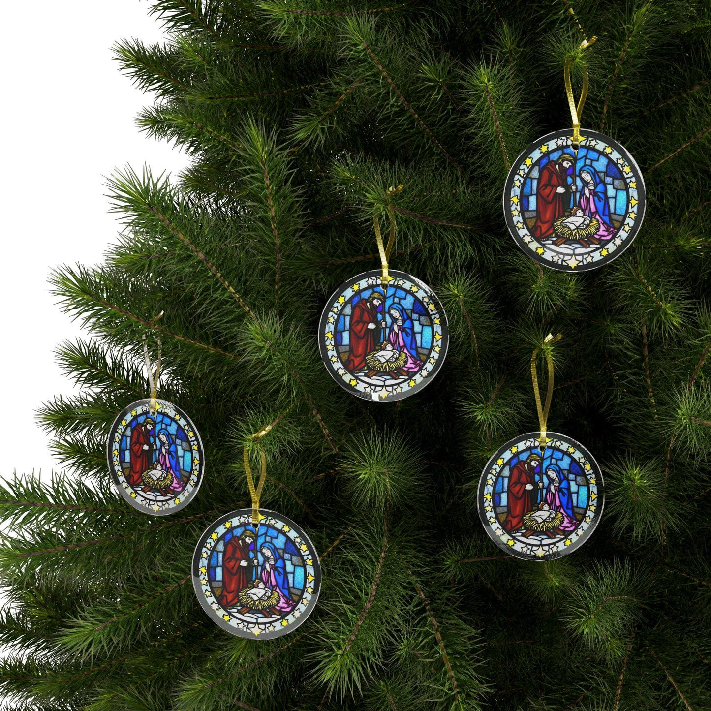 Stained Glass Nativity Ornament, Christmas Tree Decor, Holiday Gift, Religious Decoration, Christian Ornament, Unique Glass Decor - Printspirationz
