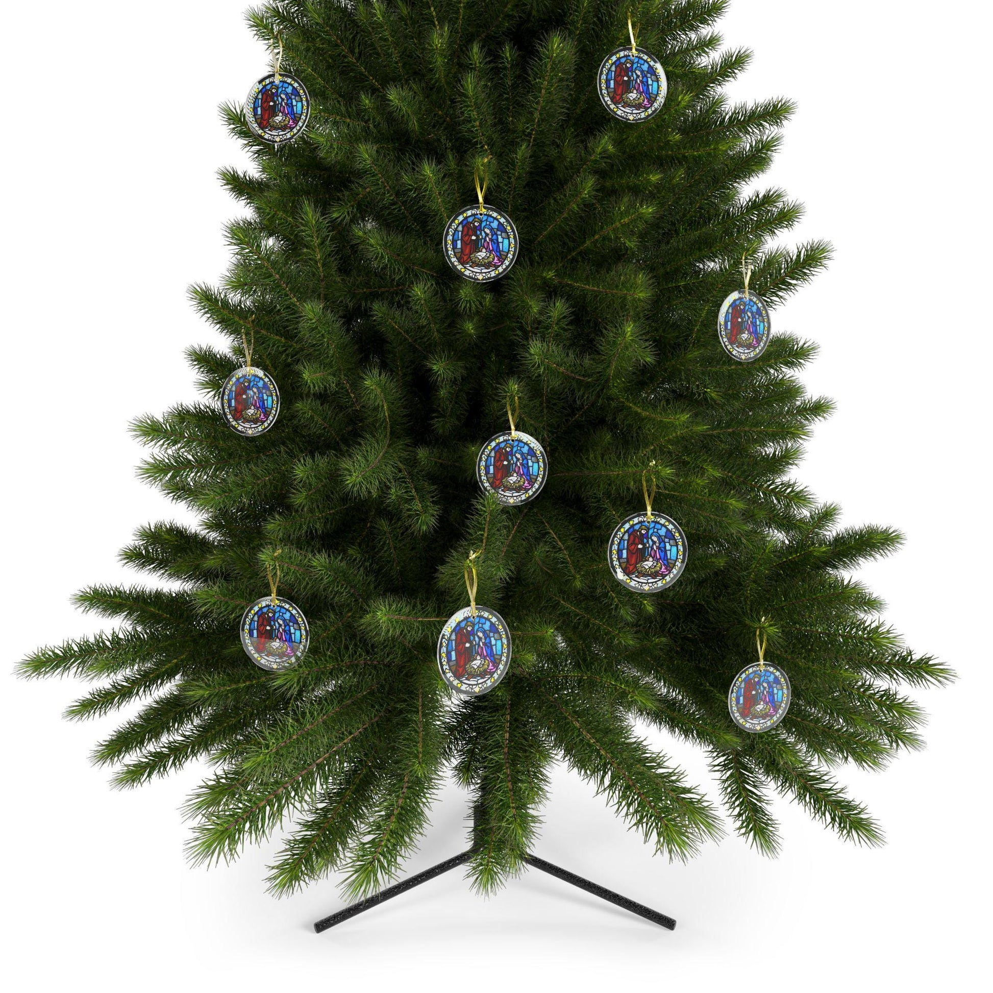 Stained Glass Nativity Ornament, Christmas Tree Decor, Holiday Gift, Religious Decoration, Christian Ornament, Unique Glass Decor - Printspirationz