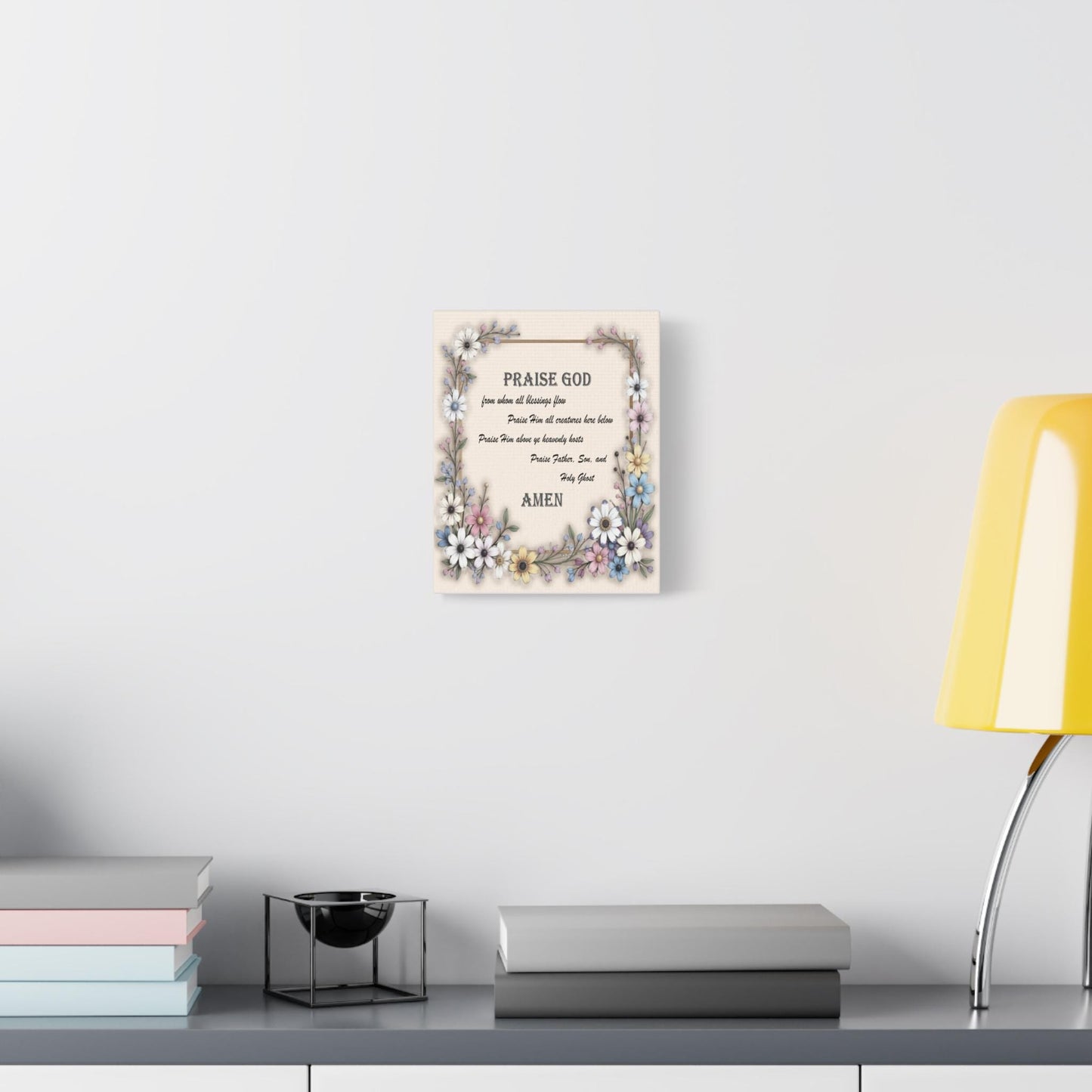 Canvas Print, Doxology Floral Drawing Art, Wall Decor, Home Decor, Gift for Her, Religious Art - Printspirationz