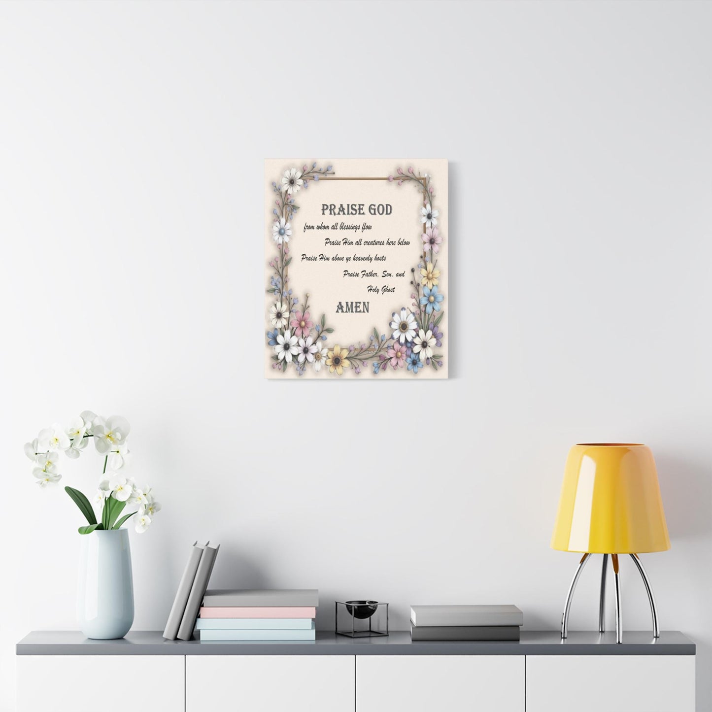 Canvas Print, Doxology Floral Drawing Art, Wall Decor, Home Decor, Gift for Her, Religious Art - Printspirationz