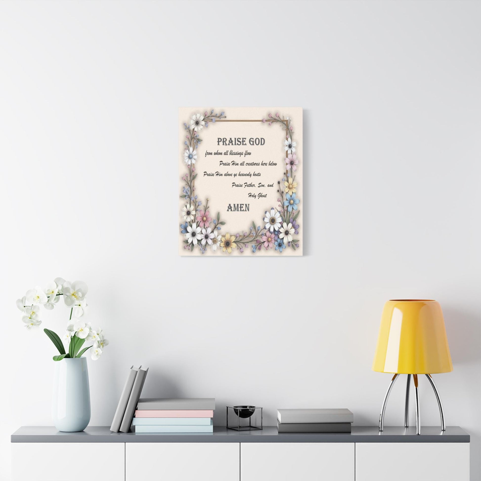Canvas Print, Doxology Floral Drawing Art, Wall Decor, Home Decor, Gift for Her, Religious Art - Printspirationz