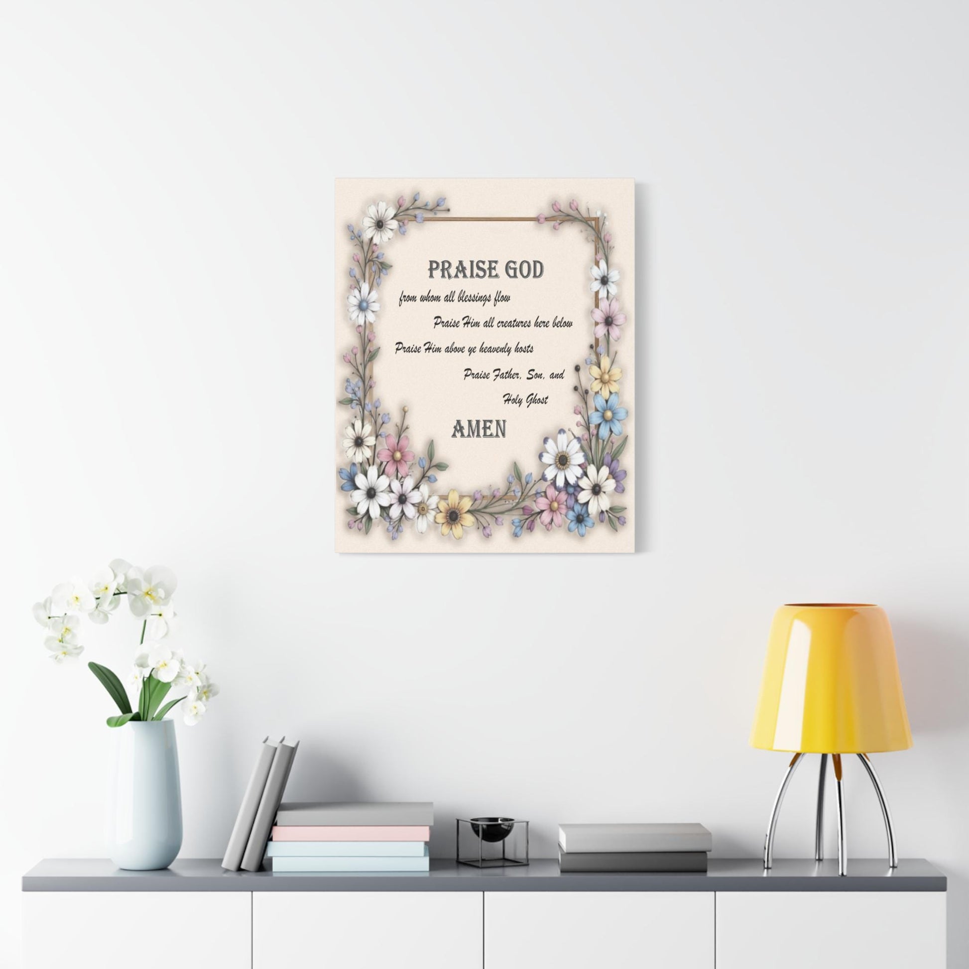 Canvas Print, Doxology Floral Drawing Art, Wall Decor, Home Decor, Gift for Her, Religious Art - Printspirationz